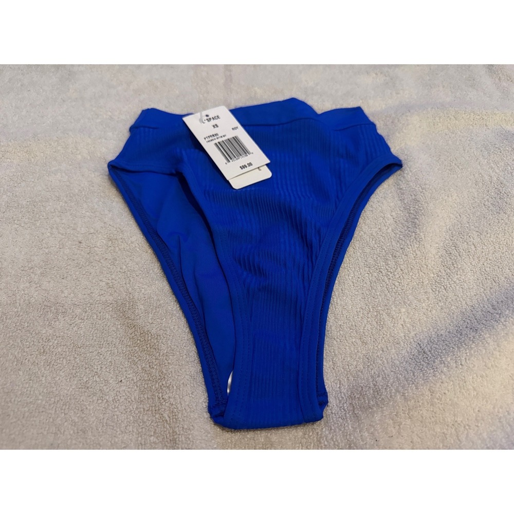 L*Space Frenchi Bitsy Cut High Waist Ribbed Bikini Bottom Royal Blue XS PTFRB20